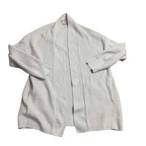 Lululemon Size 4 White‎ Merino Wool Blend Ribbed Long Wrap Sweater